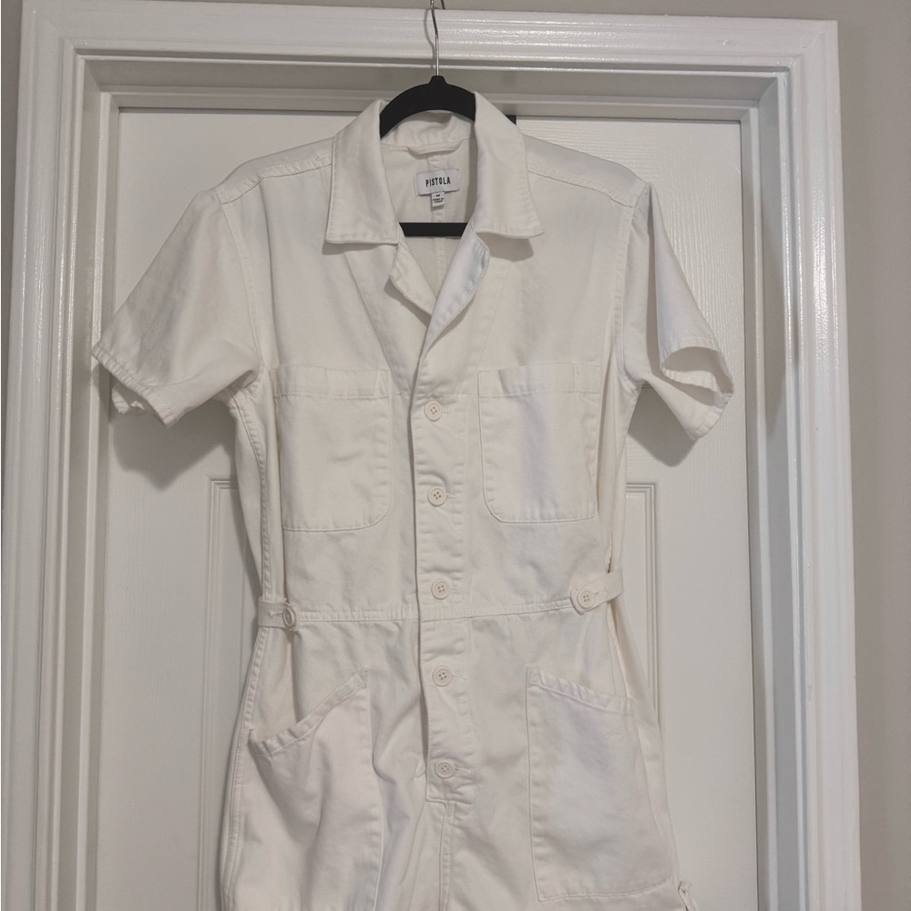 Pistola White Short-Sleeve Jumpsuit